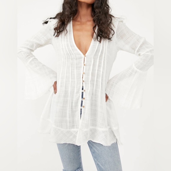 🎉LAST PIECE🎉FREE PEOPLE Greta Gauze Top - Picture 5 of 15
